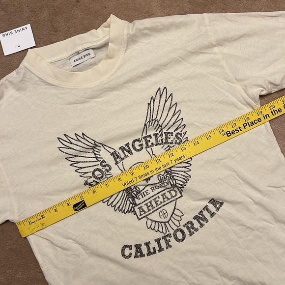 NWT Anine Bing Milo Tee Black Eagle Vintage Inspired Tee Small - Picture 11 of 12